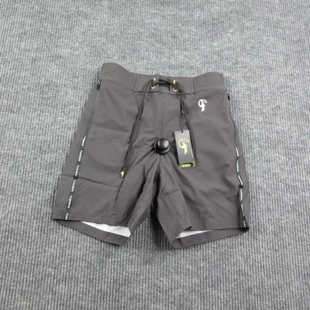 Tucann Swim Shorts Mens S Gray Trunks Lined Quick Dry Stretch Pockets 28x6.5 NWT